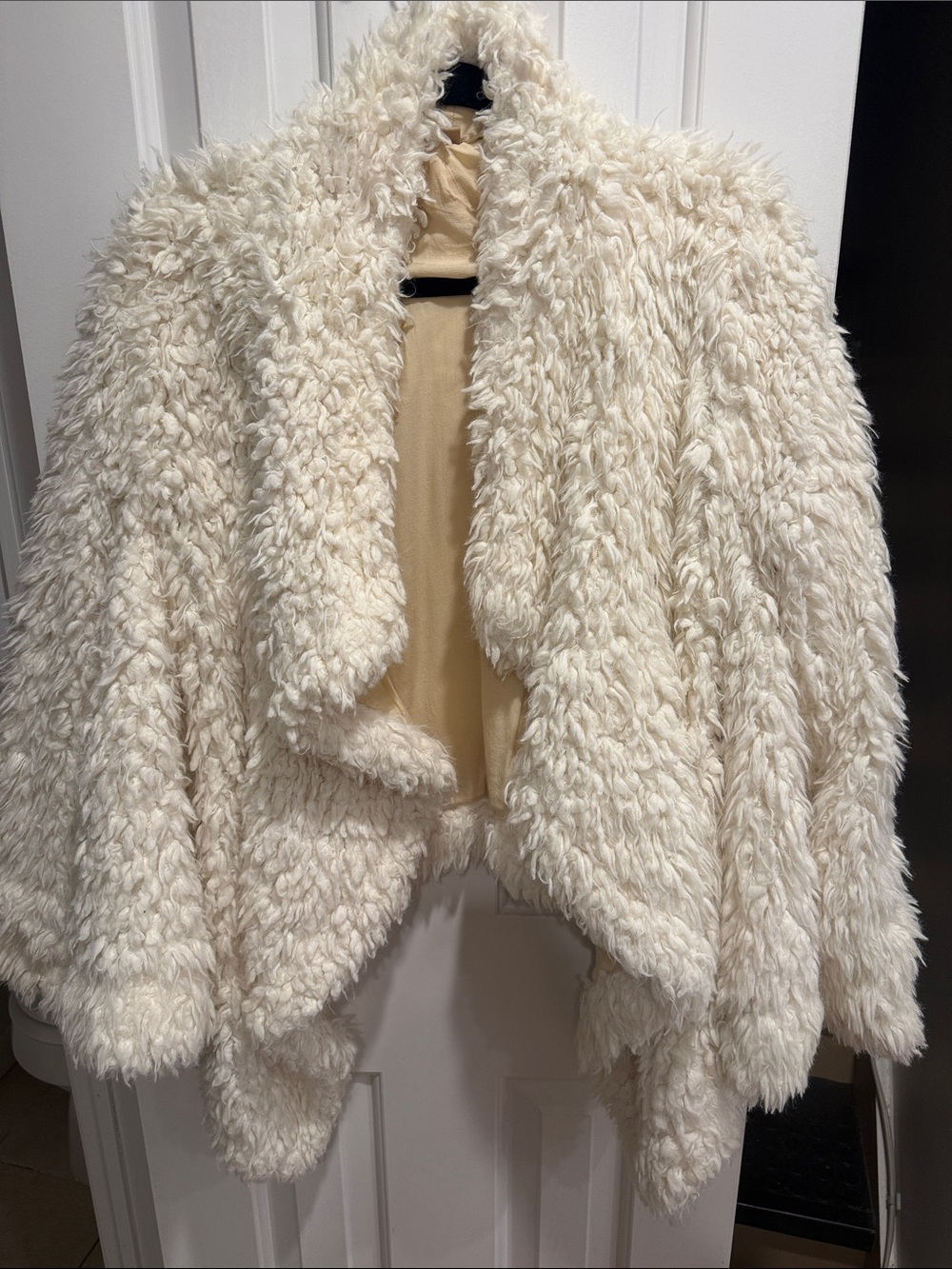 Free People Ivory Shag Faux Fur Jacket